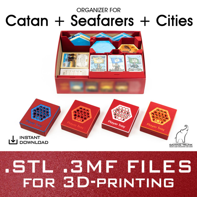 Settlers Organizer | Seafarers, Cities & knights | 5-6 Player Extensions | STL, 3MF Files only | 3d Printing files Settlers Organizer | Seafarers, Cities & knights | 5-6 Player Extensions | STL, 3MF Files only | 3d Printing files