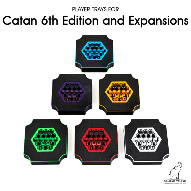 Player Trays for Catan 6th Edition with expansions by Gaming Trunk