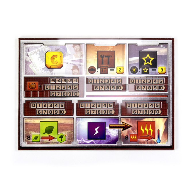 Acrylic overlay without backboard for Terraforming Mars player mats. Design 1 - ORIGINAL Acrylic overlay without backboard for Terraforming Mars player mats. Design 1 - ORIGINAL