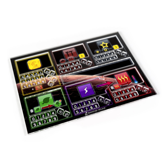 Acrylic overlay without backboard for Terraforming Mars player mats. Design 2 - SQUARES Acrylic overlay without backboard for Terraforming Mars player mats. Design 2 - SQUARES