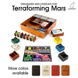 Organizer and five acrylic overlays for player mats for Terraforming Mars Organizer and five acrylic overlays for player mats for Terraforming Mars