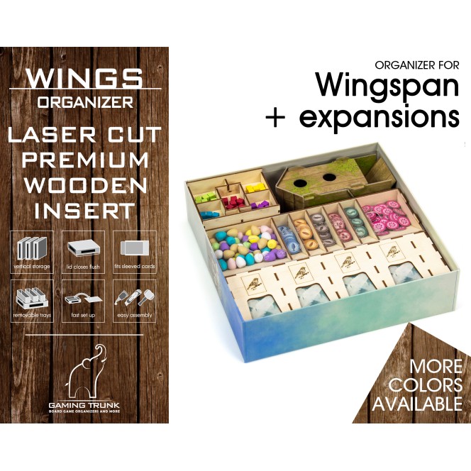 Wings Organizer Revision 2 compatible with Wingspan and expansions